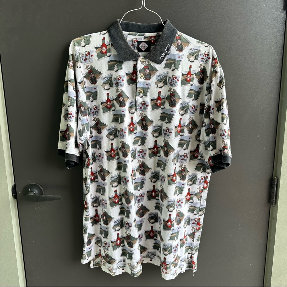 Tabasco White Sportswear Golf Polo Shirt Men's XXL Vintage Hot Sauce Golf Club